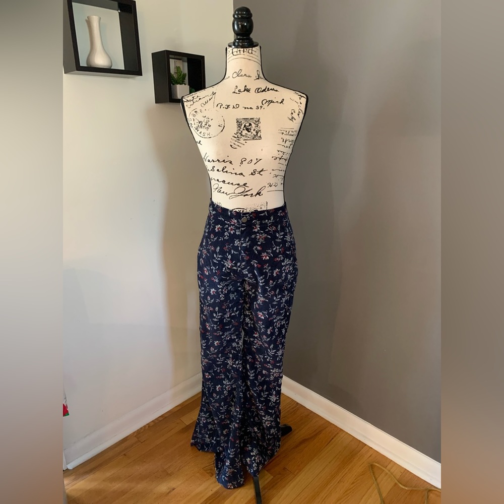 Blue B Navy Blue Floral Flare Pants